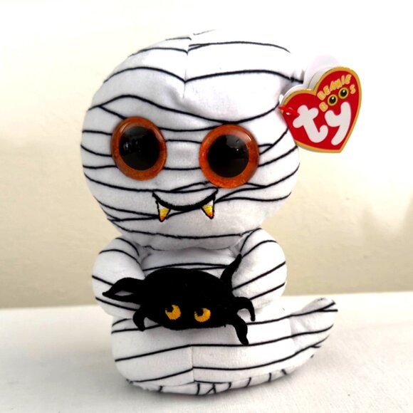 TY Beanie Boos Ooooky Mummy Plush 7 inch Halloween Spider Ghost Toy - Picture 1 of 10